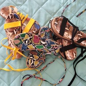 nwot 3pair Fun Tie Up Sandals